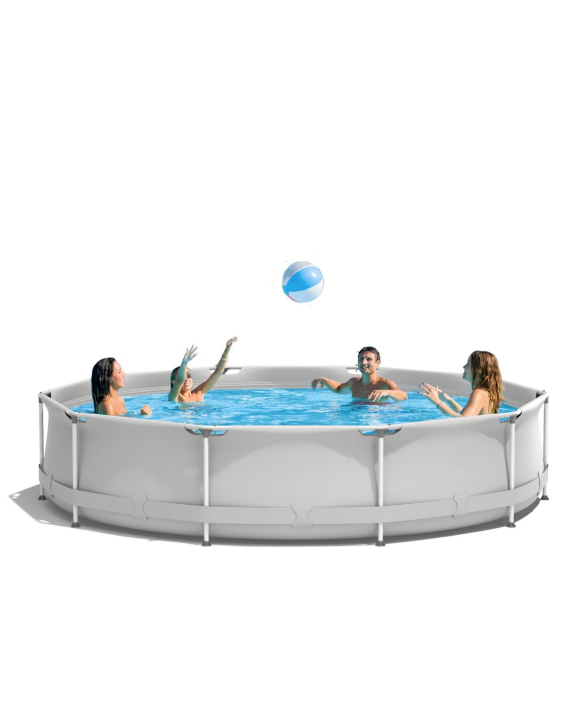 Round Above Ground Swimming Pool With Pool Cover - Grey