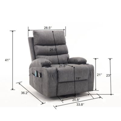 Recliner Chair Electric Power Lift Recliner Chair with Massage and Heat for Elderly, with Side Pockets, Hidden Cup Holder