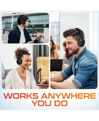 M101D Active Noise Canceling Bluetooth Headphones , Wireless Over Ear Bluetooth Headsets with Microphone, Ergonomic Design and Comfort Fit Ear Cups for Home/Office/Travel - Black