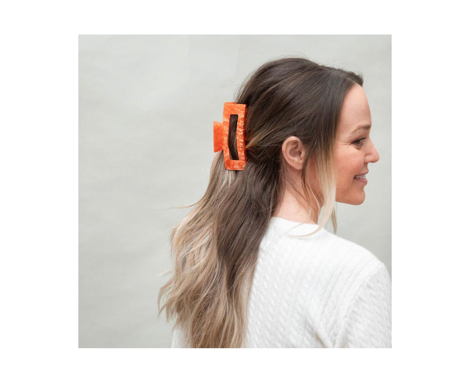 Large Rectangle Claw Clip - Orange