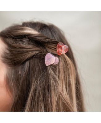  Mini Heart Clip Set - Red + Pink