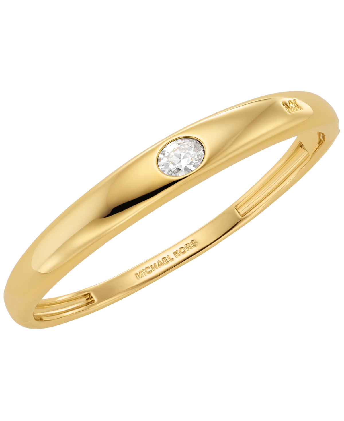 Oval Stone Bangle Bracelet - Gold