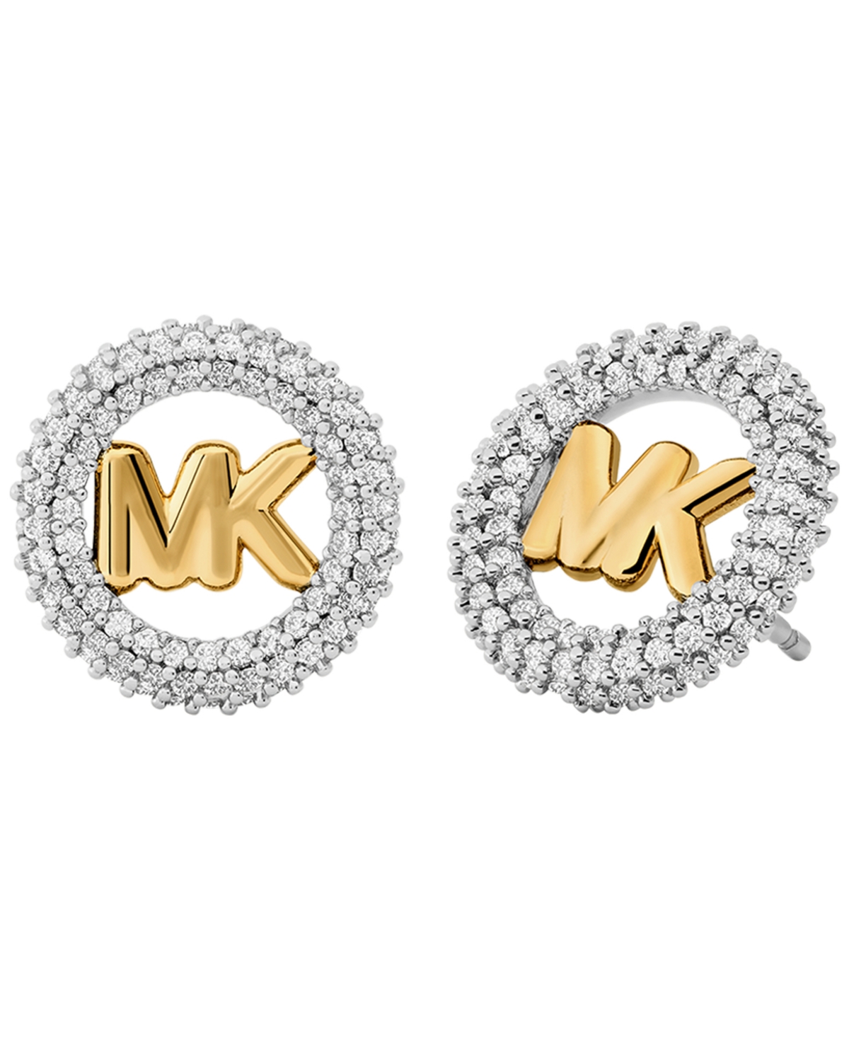 Small Pave Logo Stud Earrings - Gold