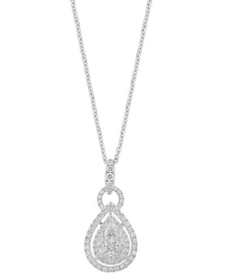 EFFY&reg; Diamond Mixed Cut Teardrop Halo 18" Pendant Necklace (1 ct. t.w.) in 14k White Gold (Also in yellow gold)