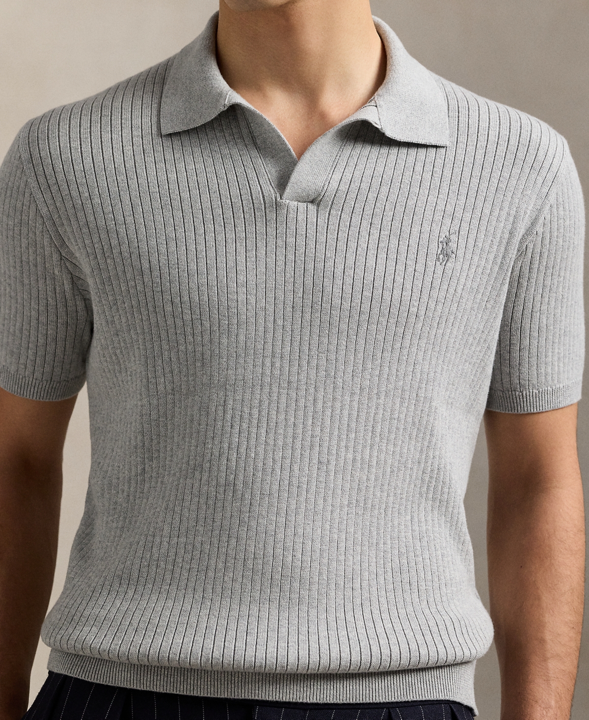 Polo Ralph Lauren Ribbed Polo Shirt In Gray