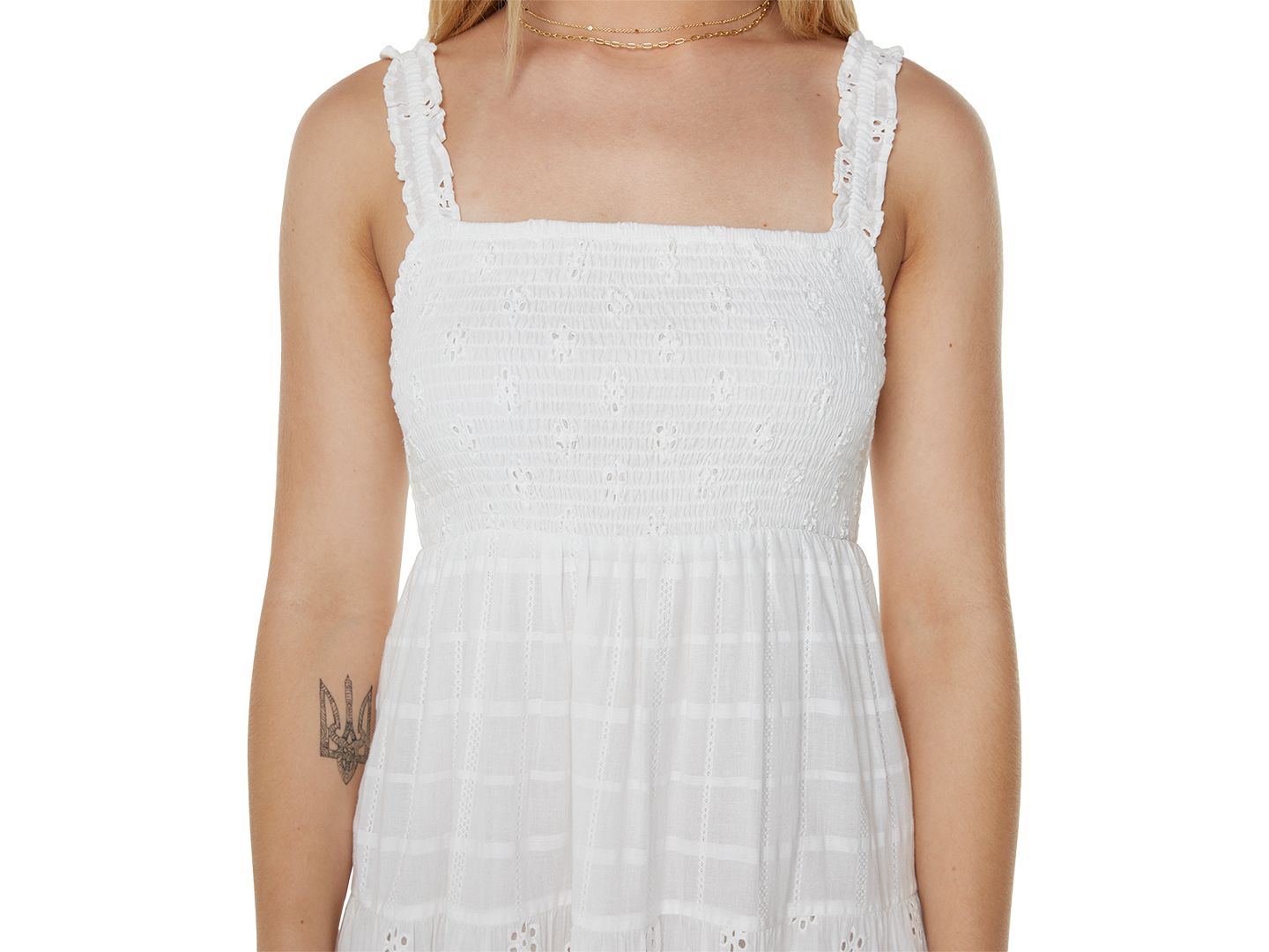 Женское платье Roxy Lily Bloom Cotton Sleeveless Maxi, цвет: Снежный белый однотонный — фото 7