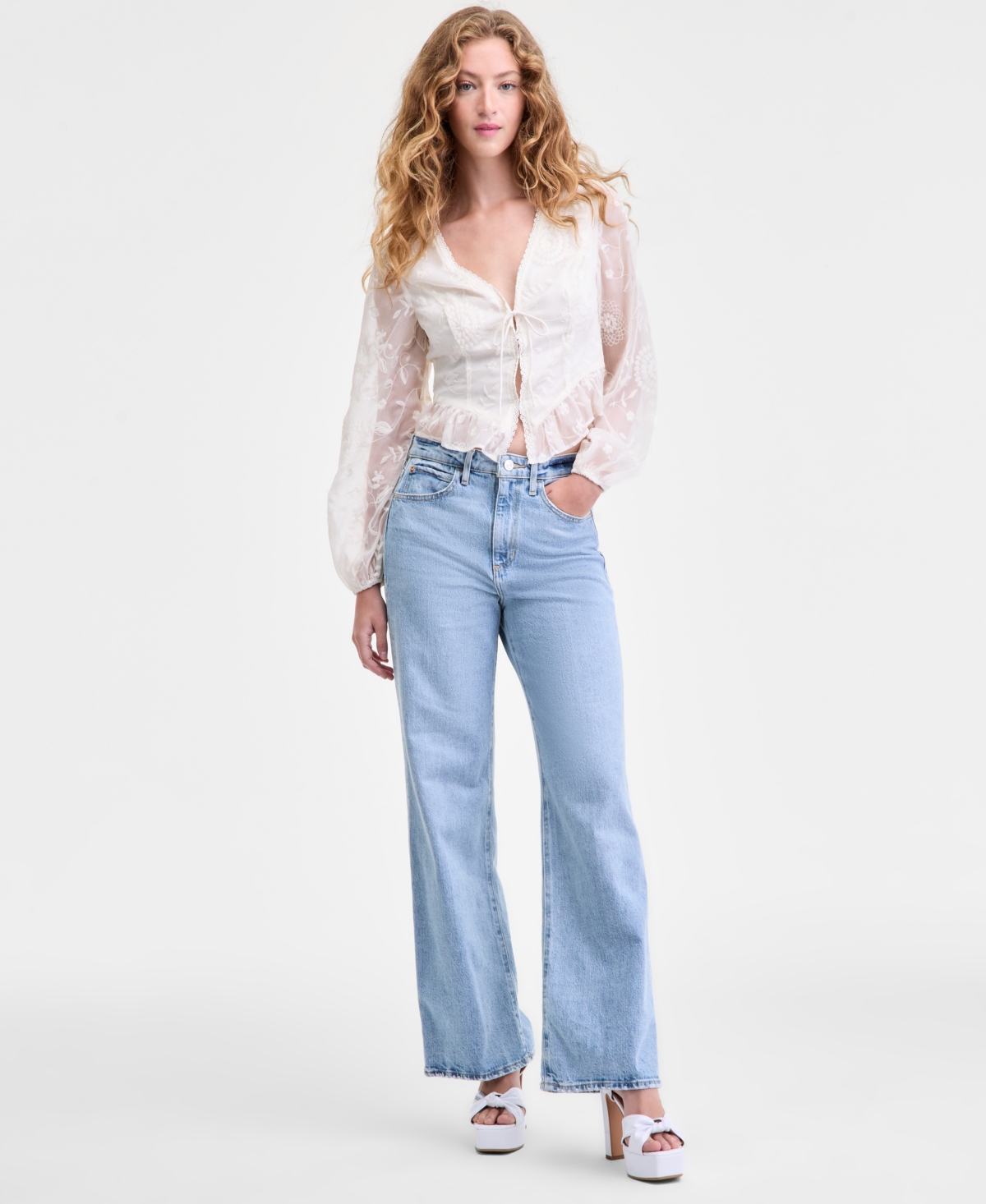 Guess Women's High-Rise Wide-Leg Jeans