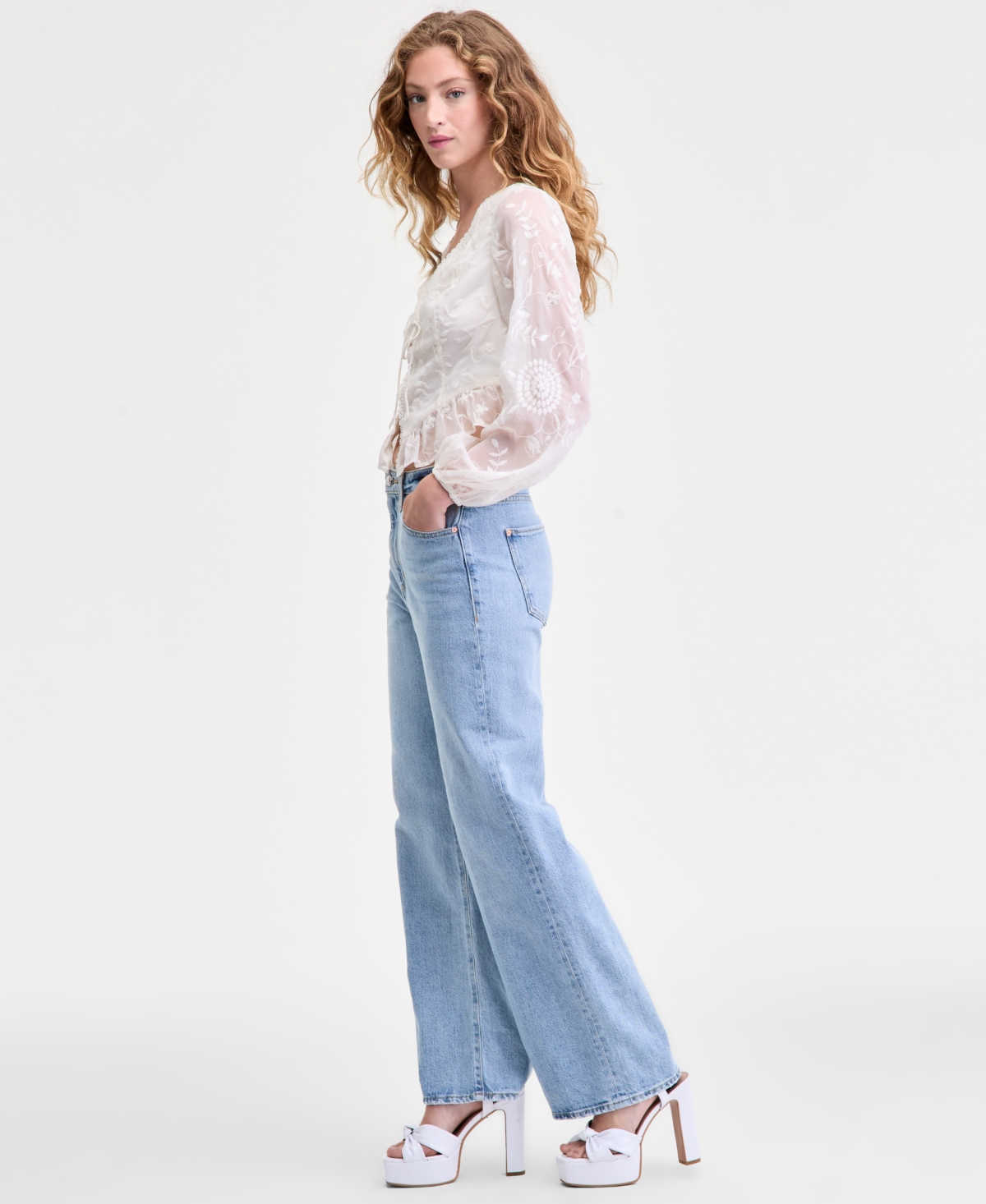 Guess Women's High-rise Wide-leg Jeans In Blue