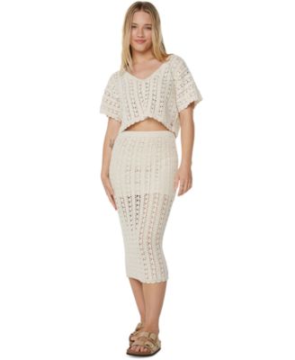 Juniors' Sea Swirl Crochet Cotton Top