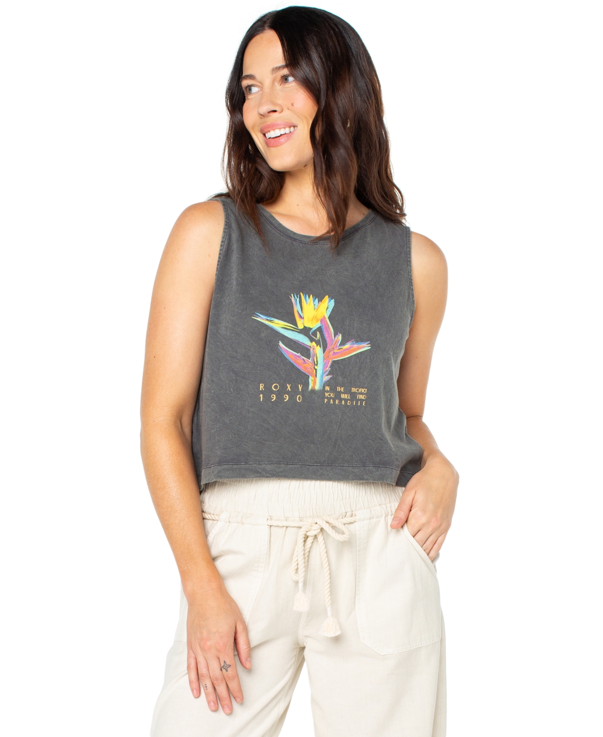 Roxy Juniors' Tropicool Paradise Wildflower Cotton Tank Top