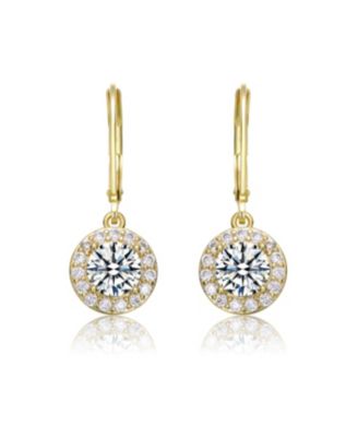 Elegant Halo Drop Dangle Leaver back Earrings