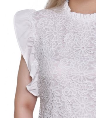 Women's Flutter Sleeve Lace Top