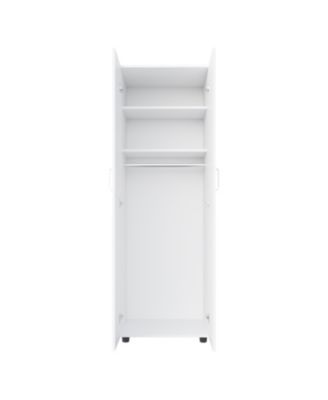 1 Pc Wood Armoire Double Door Cabinet Two Shelves Rod London Style