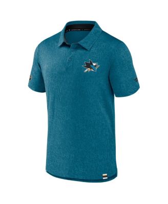 Мужская жаккардовая рубашка поло Fanatics из бирюзового цвета San Jose Sharks Authentic Pro