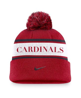 Men's Red St. Louis Cardinals Team Stripe Peak Cuffed Knit with Pom Hat