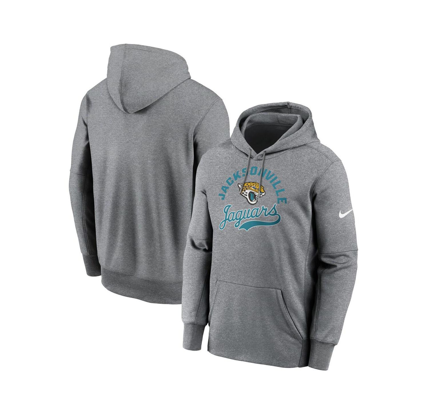Men's Heather Gray Jacksonville Jaguars Performance Fleece Pullover Hoodie