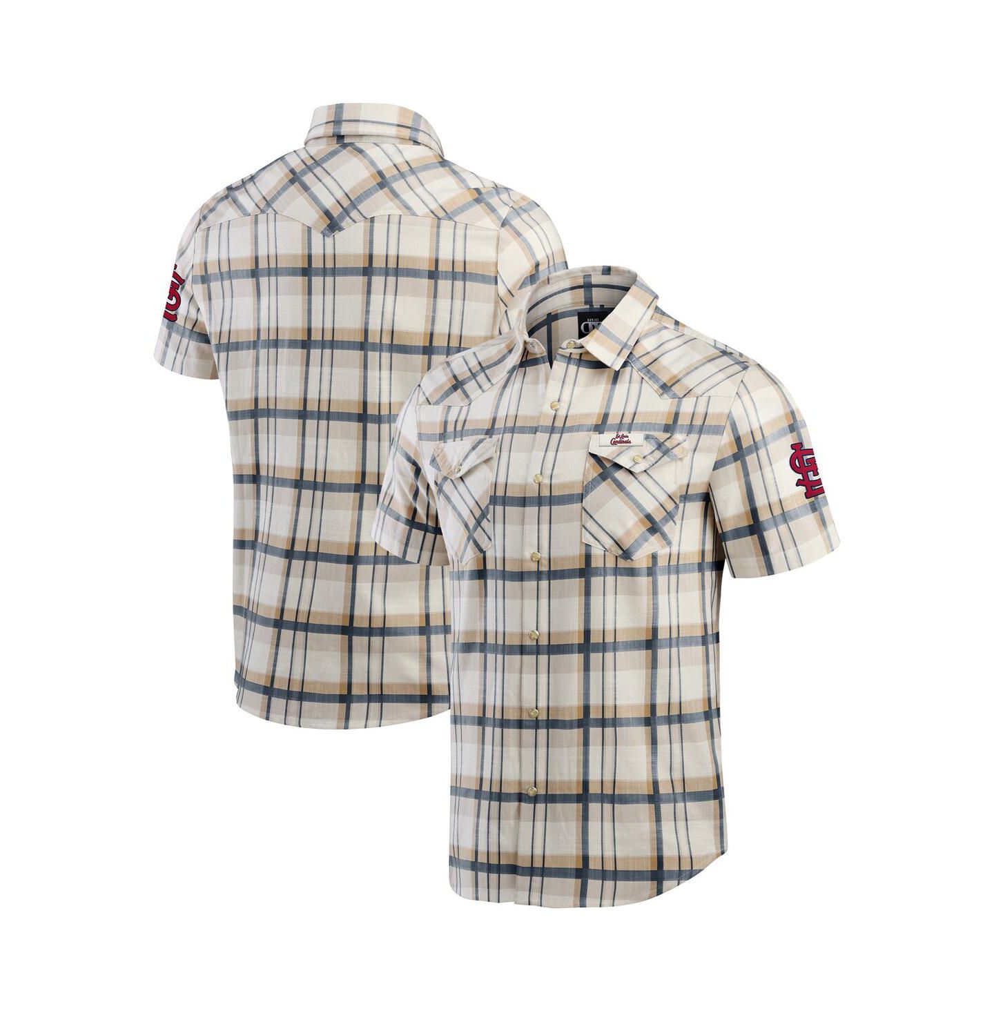 Мужская рубашка Fanatics Darius Rucker Collection by Cream/Navy St. Louis Cardinals Plaid Full-Snap — фото 1