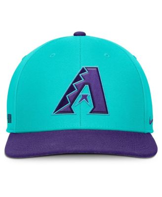 Мужская кепка-снэпбэк Nike Arizona Diamondbacks 2025 City Connect Pro Performance в бирюзово-фиолетовом цвете.