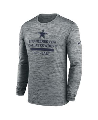 Мужская серая футболка Nike Dallas Cowboys Sideline Velocity Performance с длинным рукавом от Nike