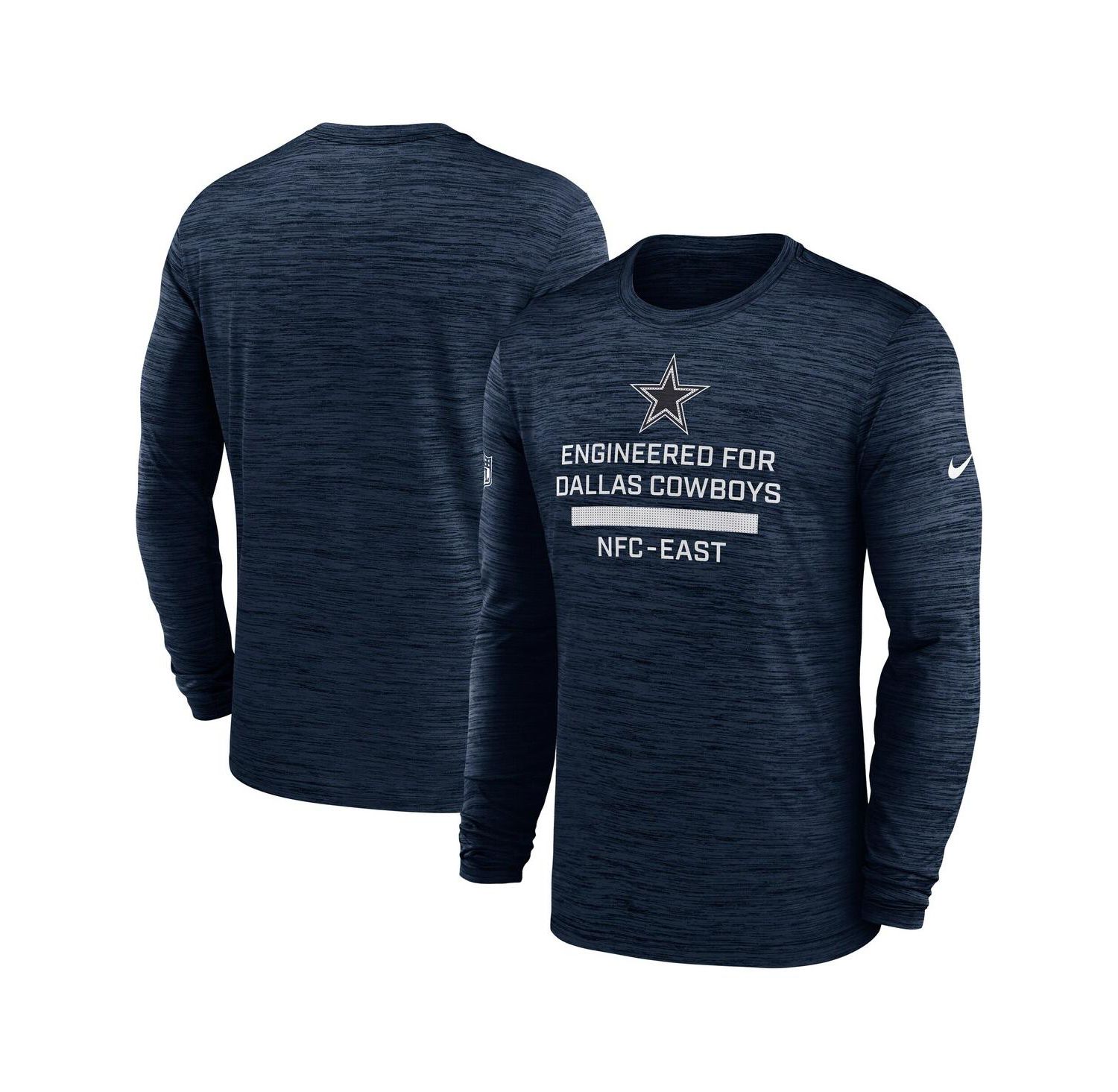 Men's Navy Dallas Cowboys Sideline Velocity Performance Long Sleeve T-Shirt