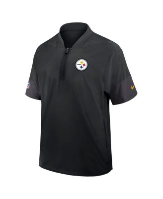 Men's Black Pittsburgh Steelers Sideline Short Sleeve Quarter-Zip Performance Coach Jacket