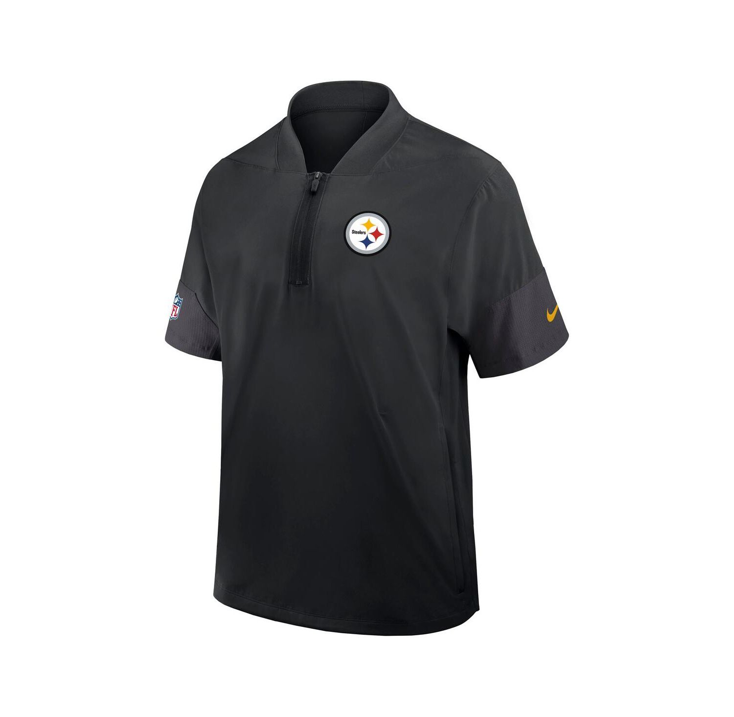 Men's Black Pittsburgh Steelers Sideline Short Sleeve Quarter-Zip Performance Coach Jacket