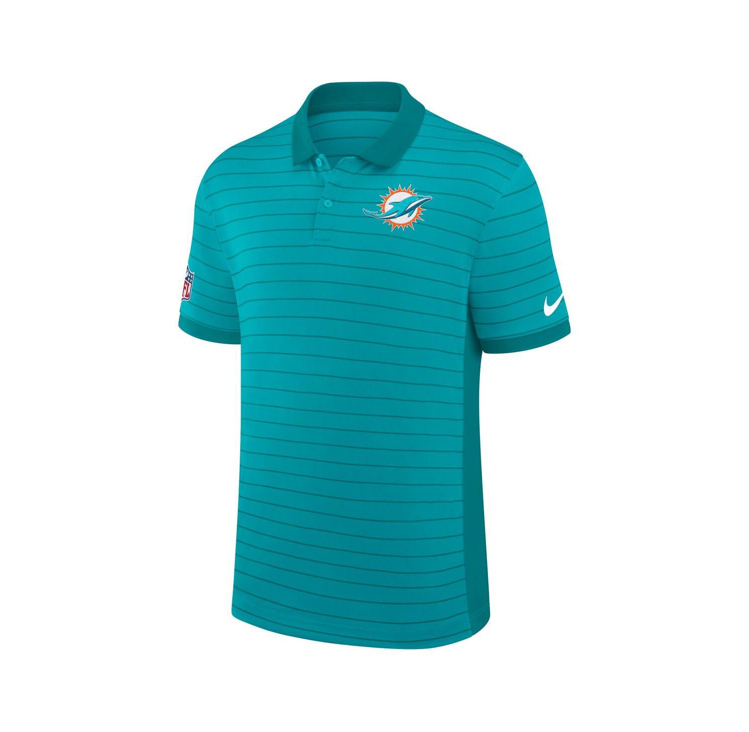 Men's Aqua Miami Dolphins Sideline Victory Stripe Performance Polo Shirt