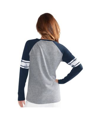 Women's Navy Houston Astros The Franchise Tri-Blend Raglan V-Neck Long Sleeve T-Shirt