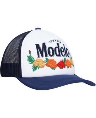 Men's White Modelo Beer Floral Foam Trucker Adjustable Hat
