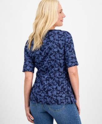 売れ筋商品|||スタイルアンドコー カットソー トップス レディース Women's Printed Boat-Neck Elbow-Sleeve Top, Exclusively at Macy's Pink Rush Combo Style & Co Women's Printed Boat-Neck Elbow-Sleeve Top