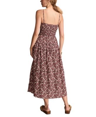 Women's Printed Smocked Midi Dress