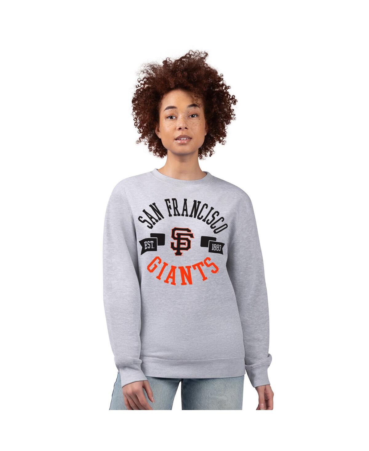 Women's Heather Gray San Francisco Giants Team Logo Fleece Pullover Sweatshirt - Heather Gray