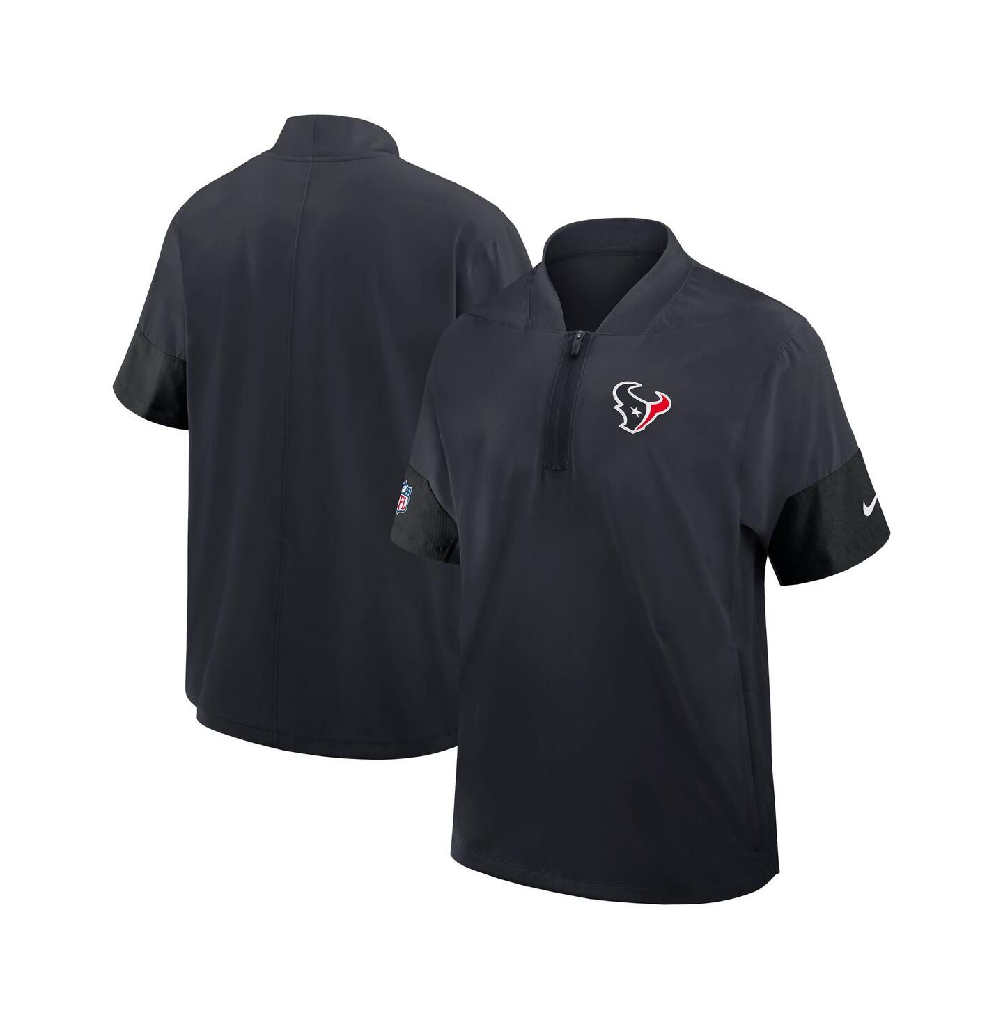 Мужская куртка Nike Navy Houston Texans Sideline Short Sleeve Quarter-Zip Performance Coach — фото 1