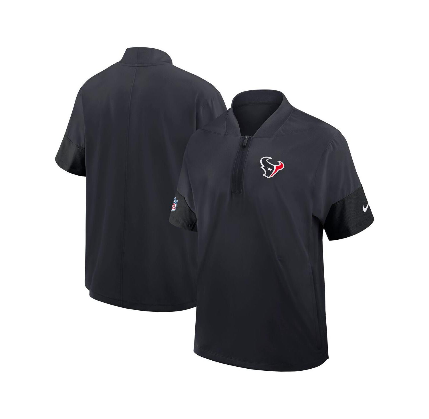 Men's Navy Houston Texans Sideline Short Sleeve Quarter-Zip Performance Coach Jacket