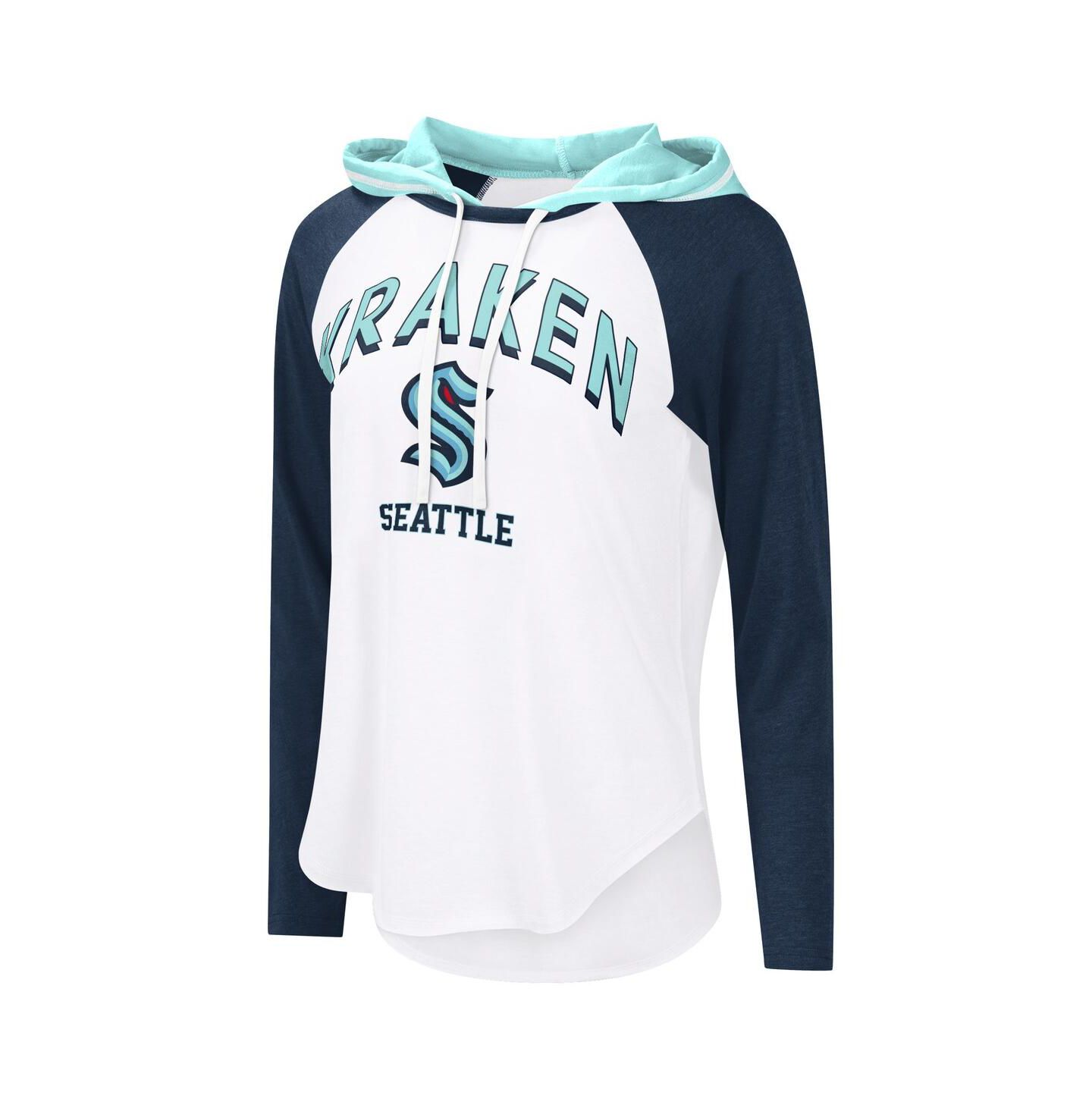 Женское худи G-III 4Her by Carl Banks White Seattle Kraken VIP Raglan Long Sleeve T-Shirt — фото 2