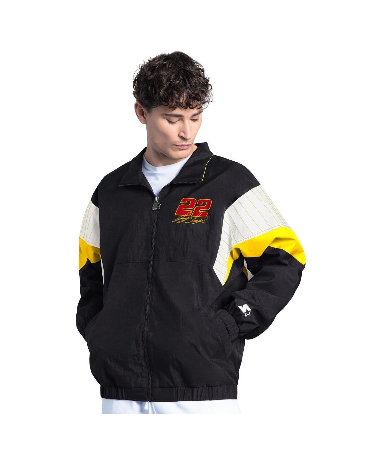 Men's Black/Yellow Joey Logano Pennzoil Yard Line Full-Zip Jacket - Black, Yellow