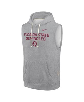 Найк мужской серый Вереск штата Флорида семинолы 2025 боковой линии производительность без рукавов пуловер толстовка с капюшоном