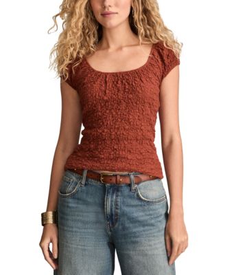 Lucky Brand - Women's Textured Short-Sleeve Top