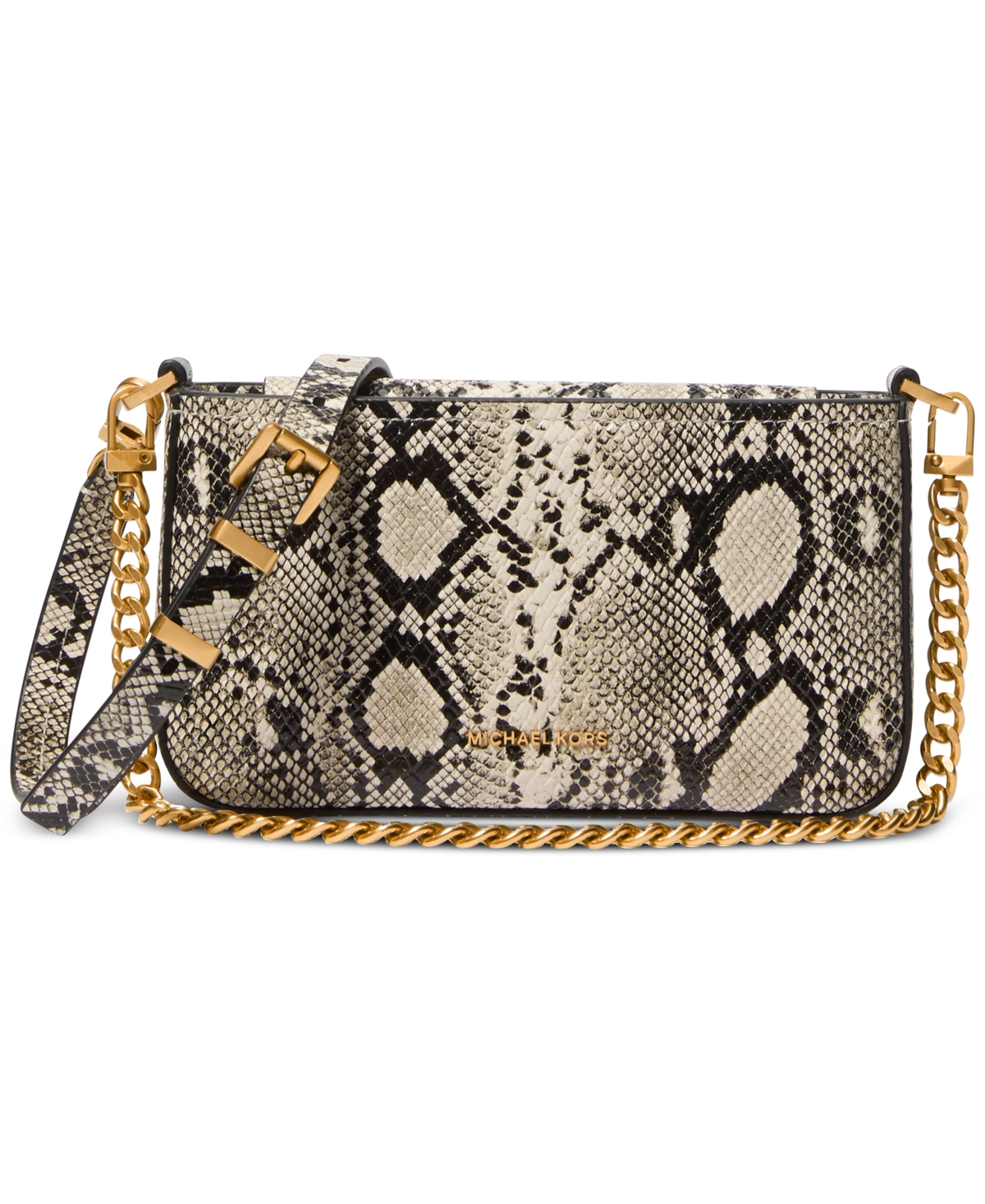Michael Michael Kors Small Bryant Convertible Crossbody Leather Pouchette - Natural