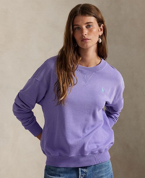alfani Polo Ralph Lauren Women's Lightweight Fleece Crewneck Sweatshirt Women's Fashion Shoes & Accessories
