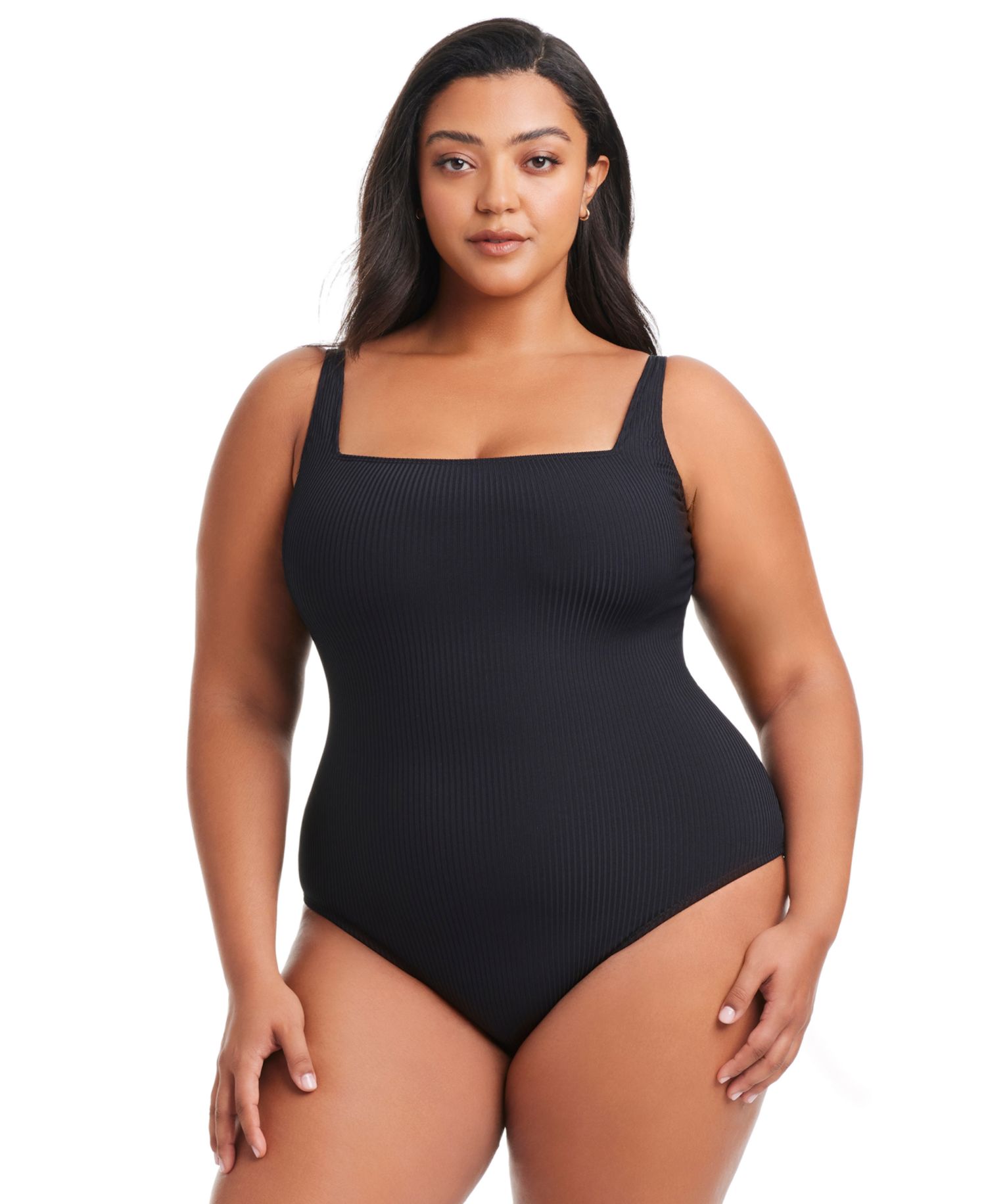 Plus Size Square-Neck Swimsuit
