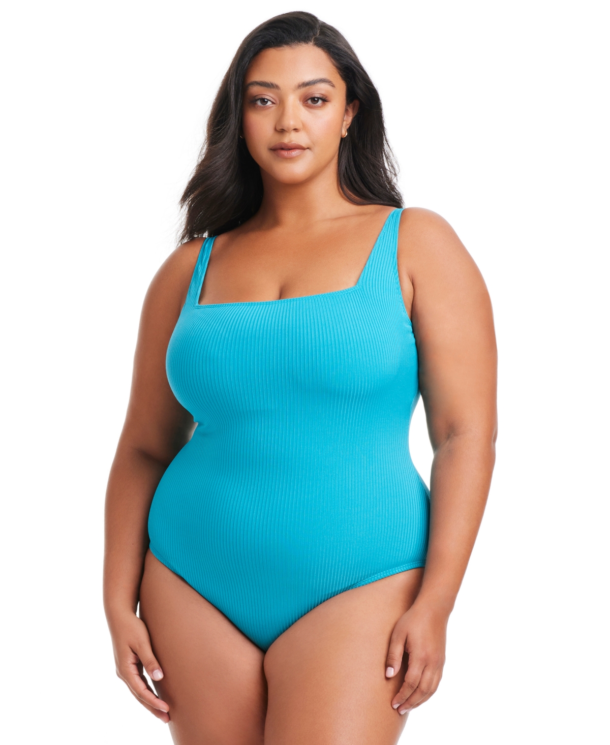 Plus Size Square-Neck Swimsuit - Lake