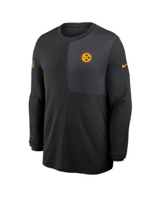 Мужская черная футболка Nike Pittsburgh Steelers Sideline Coach UV Performance с длинным рукавом