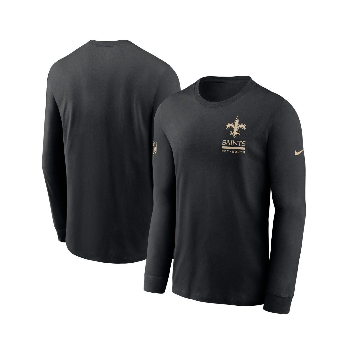 Мужская футболка Nike Black New Orleans Saints Sideline Performance Long Sleeve — фото 1