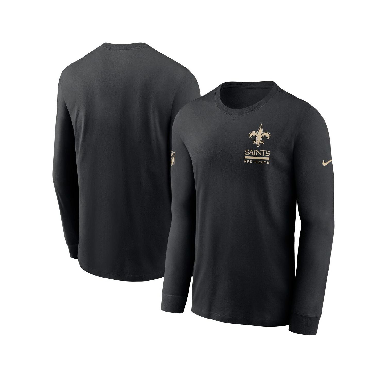 Men's Black New Orleans Saints Sideline Performance Long Sleeve T-Shirt