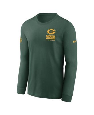 Мужская футболка Nike Green Green Bay Packers Sideline Performance с длинным рукавом