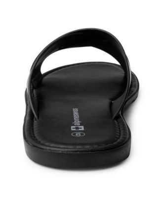 Men's Hugo Faux Leather Slide Sandals Indoor Outdoor Anti-Slip Shoe Cross Strap Design Flip Flops