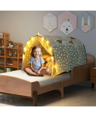 Kids Dream Bed Tent Twin Bunk Bed with Glow in the Dark Stars and Lights