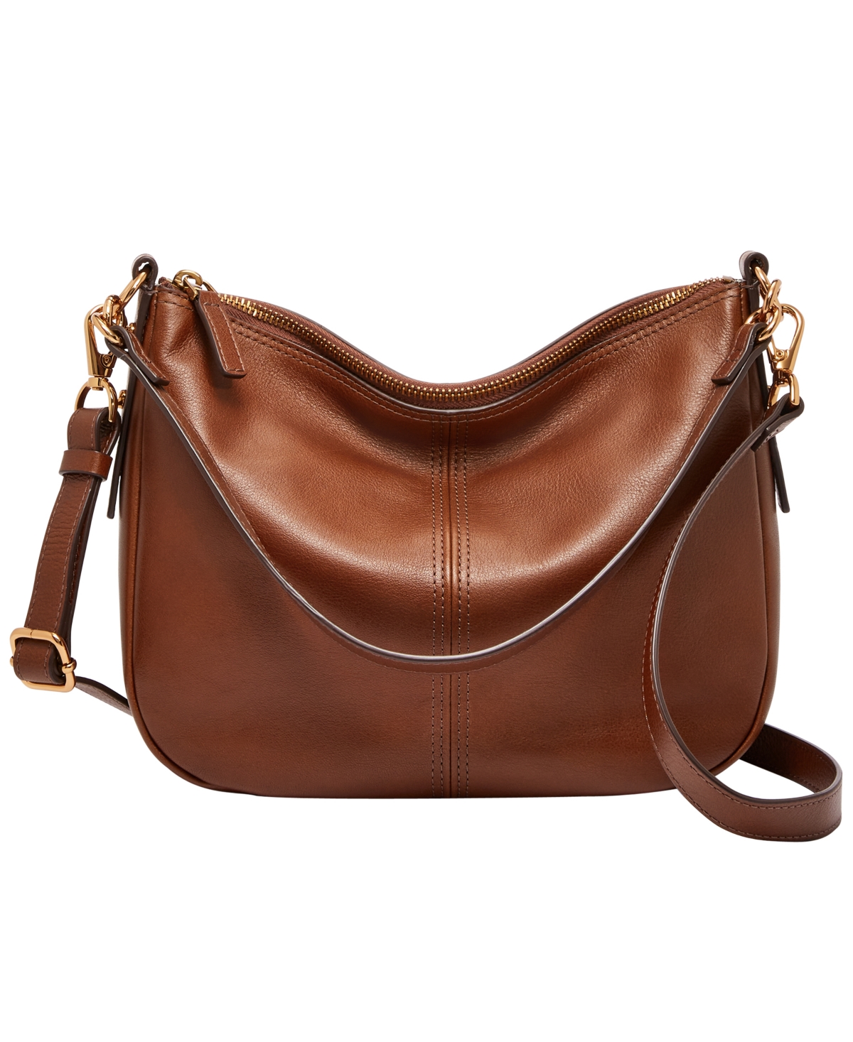 Jolie Leather Crossbody Bag - Brown/Gold