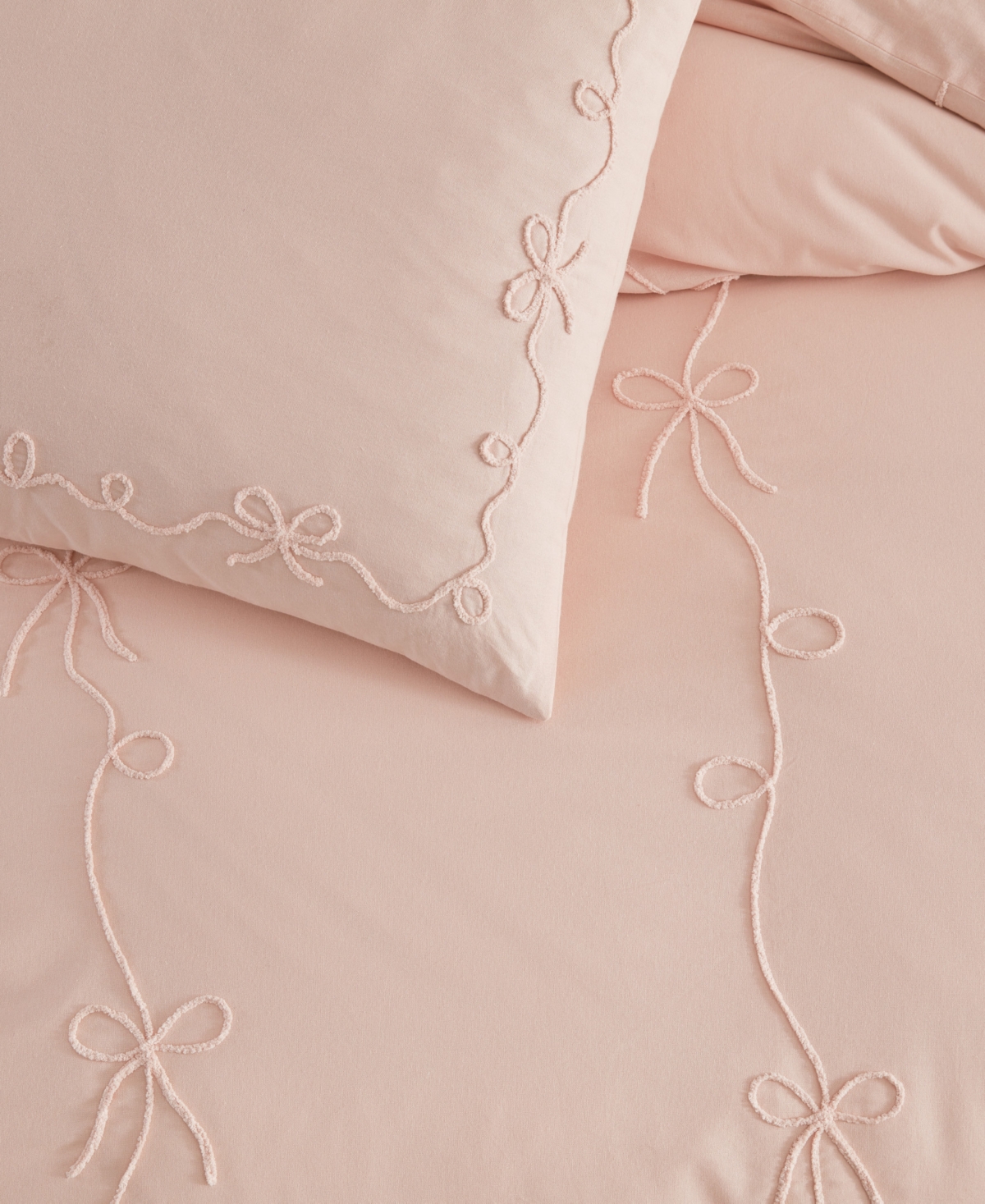 Peri Home Sasha Bows Embroidered 3-Pc. Duvet Cover Set